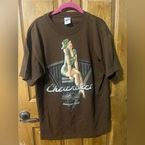 world war 2 army nurse pinup Chevrolet Chevy tshirt men’s large